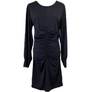 19 COOPER Women's Dress Mini Body Con Rouched Long Sleeve Medium Black NWT